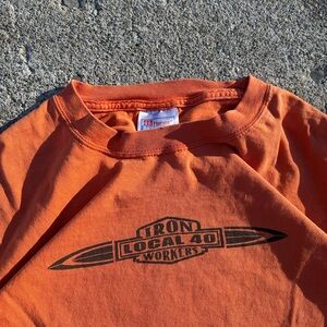 Hanes Orange Iron Local 40 Workers Graphic Tee